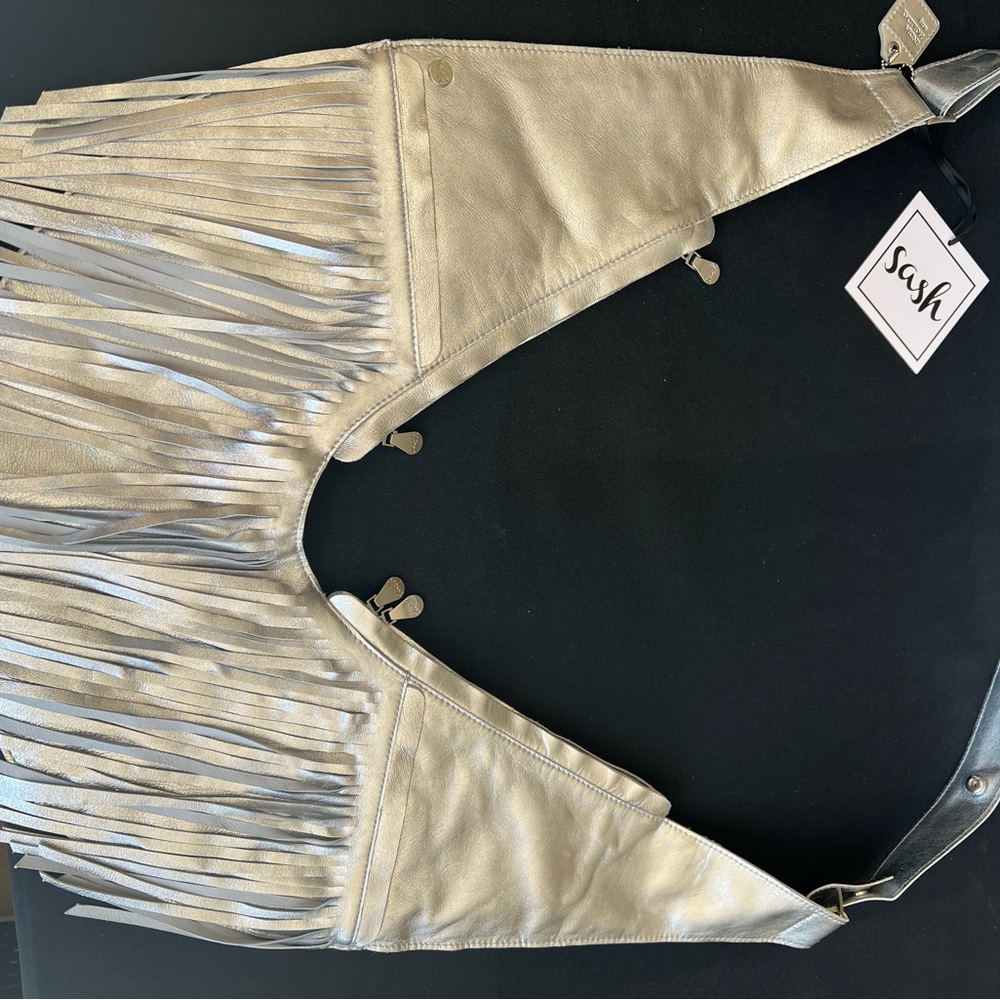 NWT Original Sash Bag, "Sterling", Leather, Full Fringe